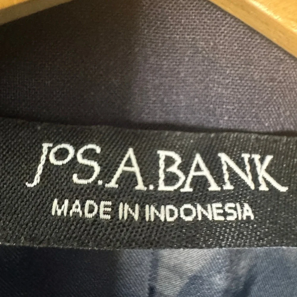 JOS. A.‎ BANK Mens 43R Blazer Jacket Navy Blue Wool Two Button Classic Business